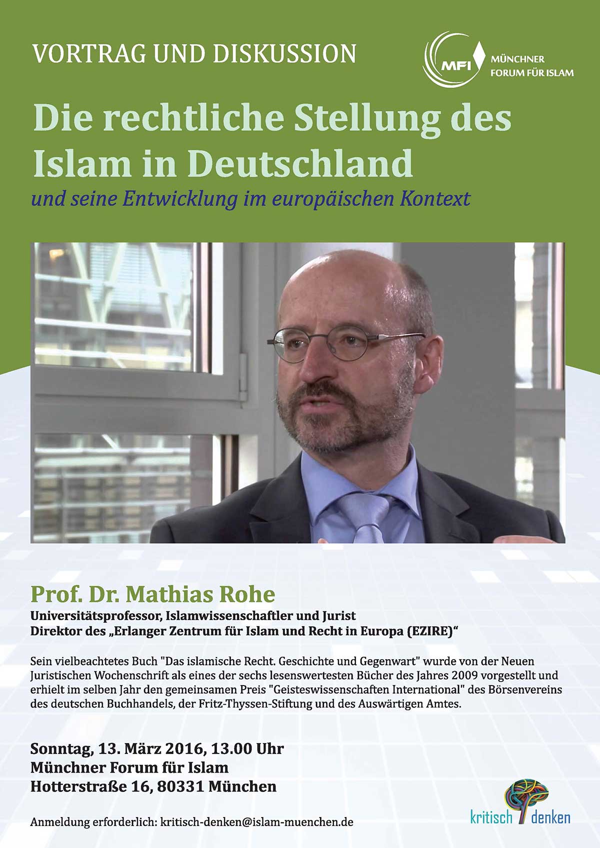 MFI Veranstaltung: Die rechtliche Stellung des Islam in Deutschland