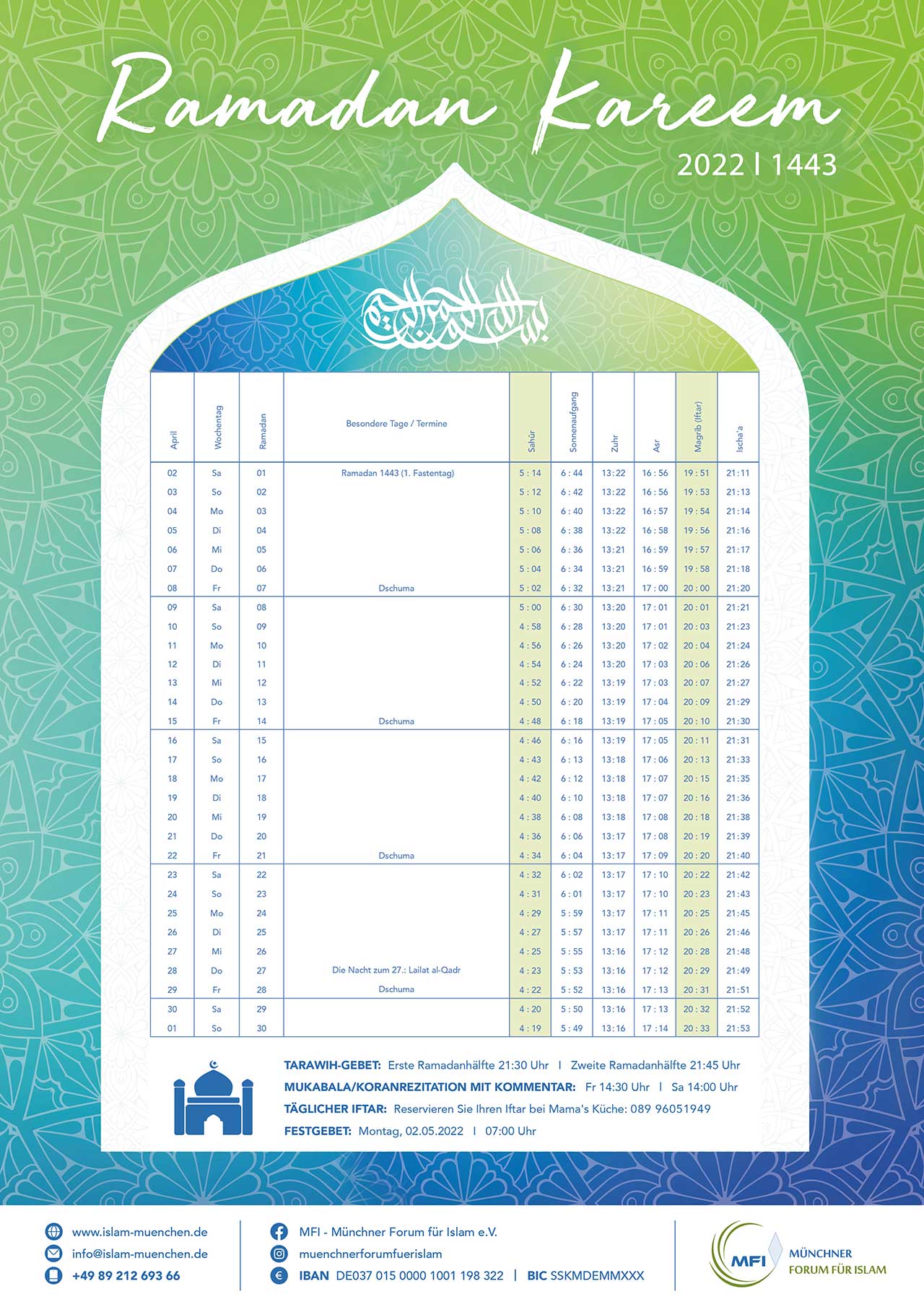 Ramadankalender 2022 für München