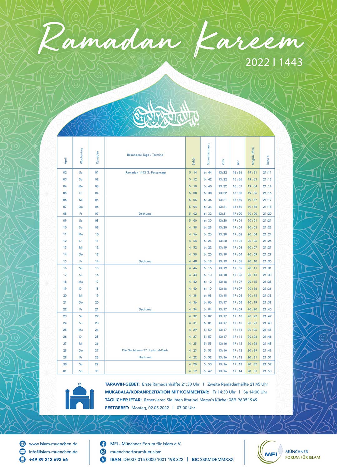 Ramadankalender 2022 für München